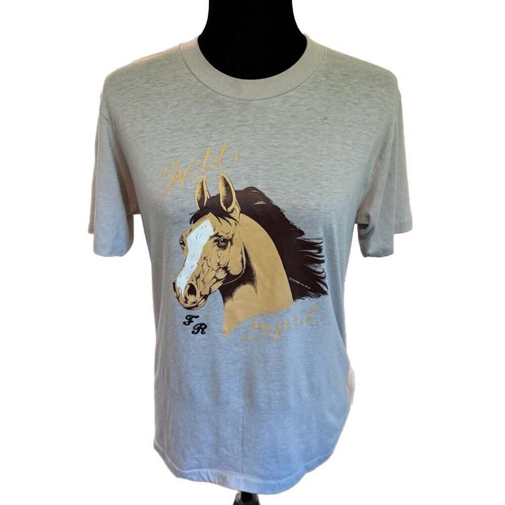 Vintage 80s TeleTrend Wild Spirit Horse Graphic Single Stitch T-Shirt